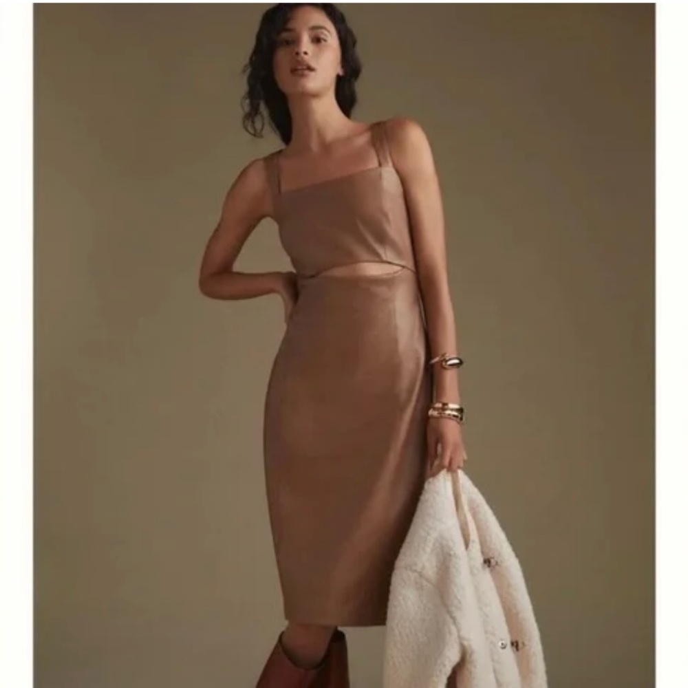 Anthropologie Avec Les Filles Faux Leather Cutout Dress